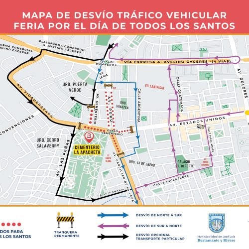 Desvíos y cierres de calles por Feria de Todos los Santos 2025 en Arequipa